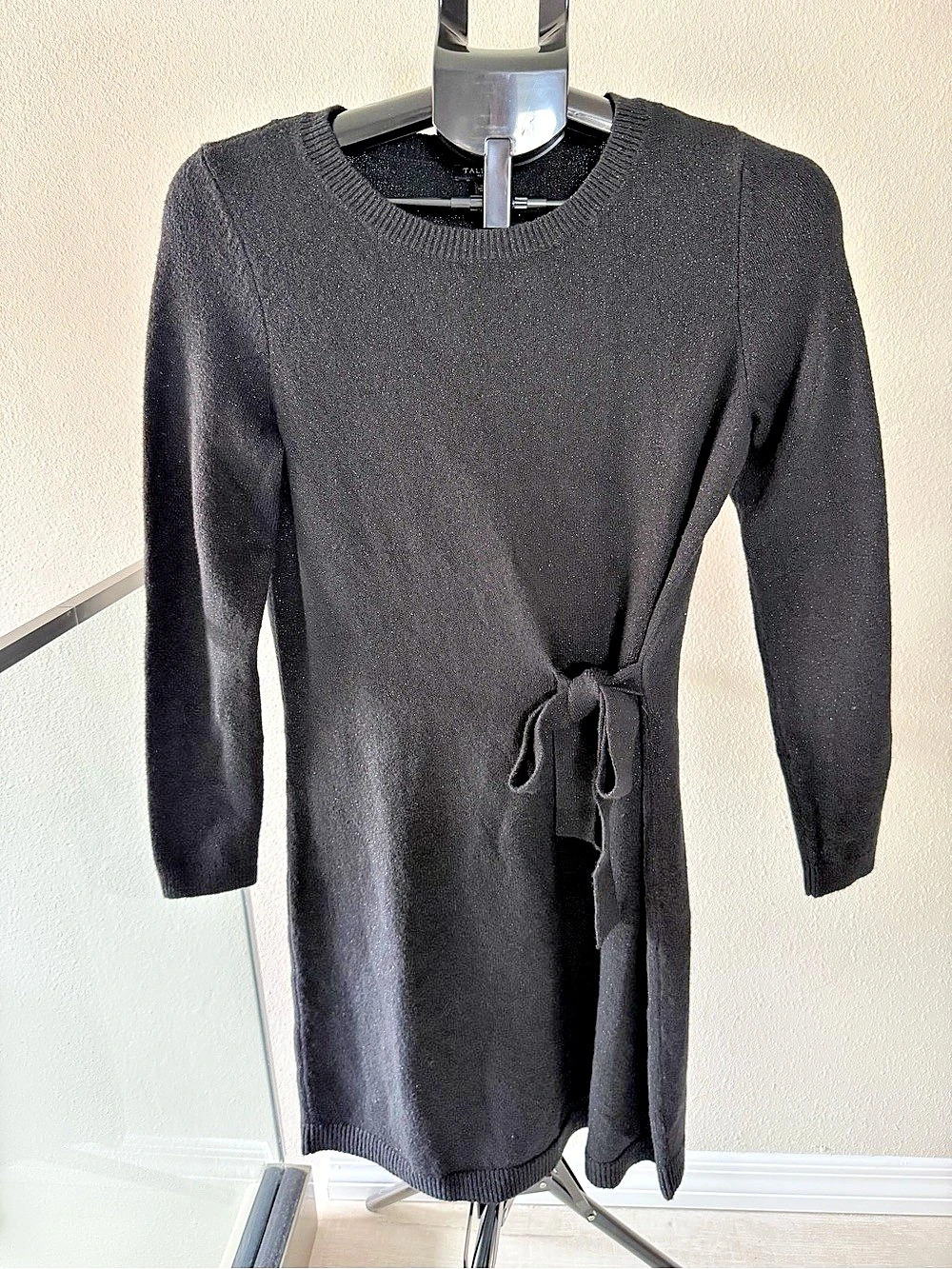 Talbots Black Tie-Front Sweater Dress